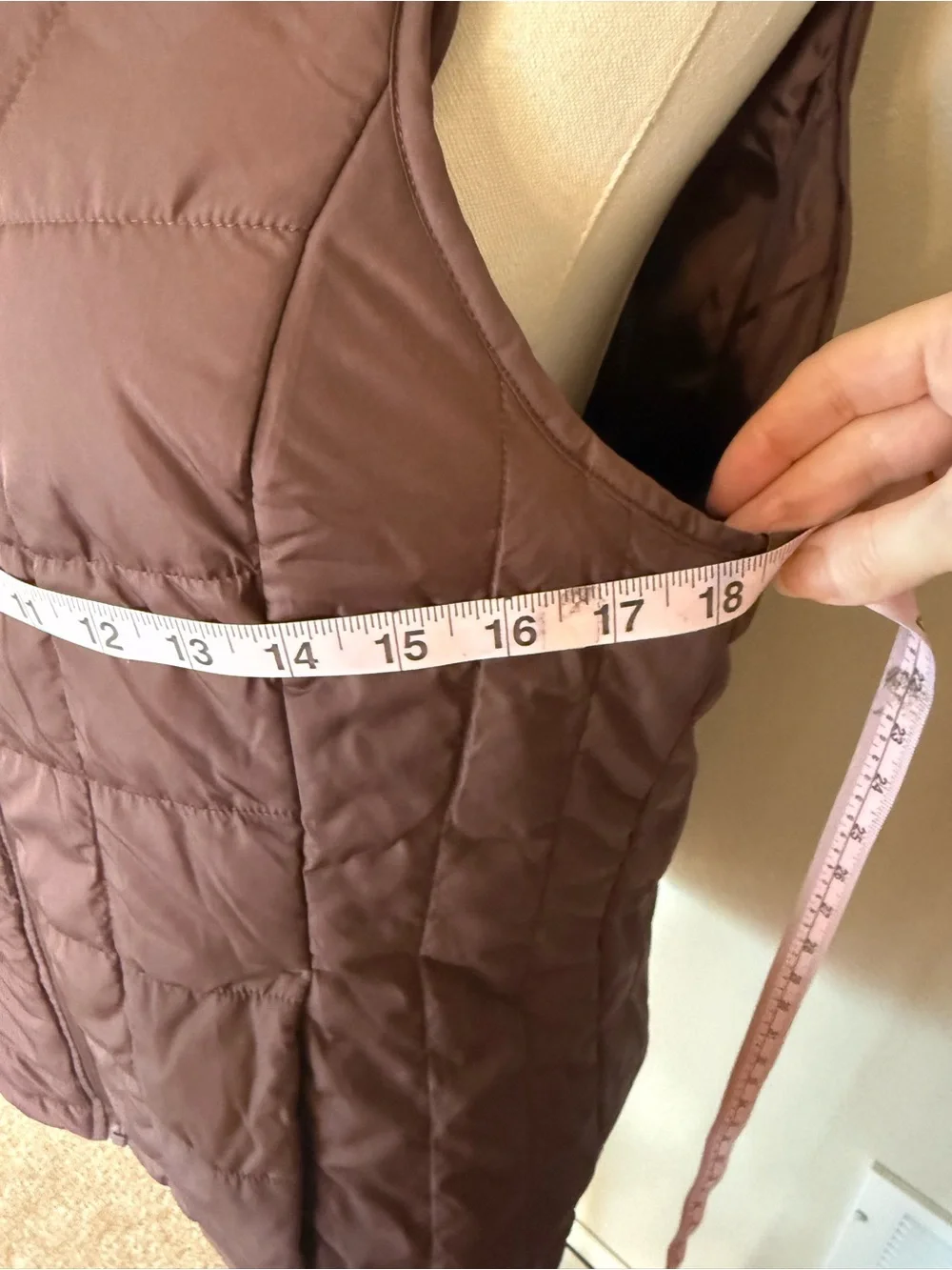 Lands’ End Brown Quilted Longline Puffer Vest Full Zip Women’s Small